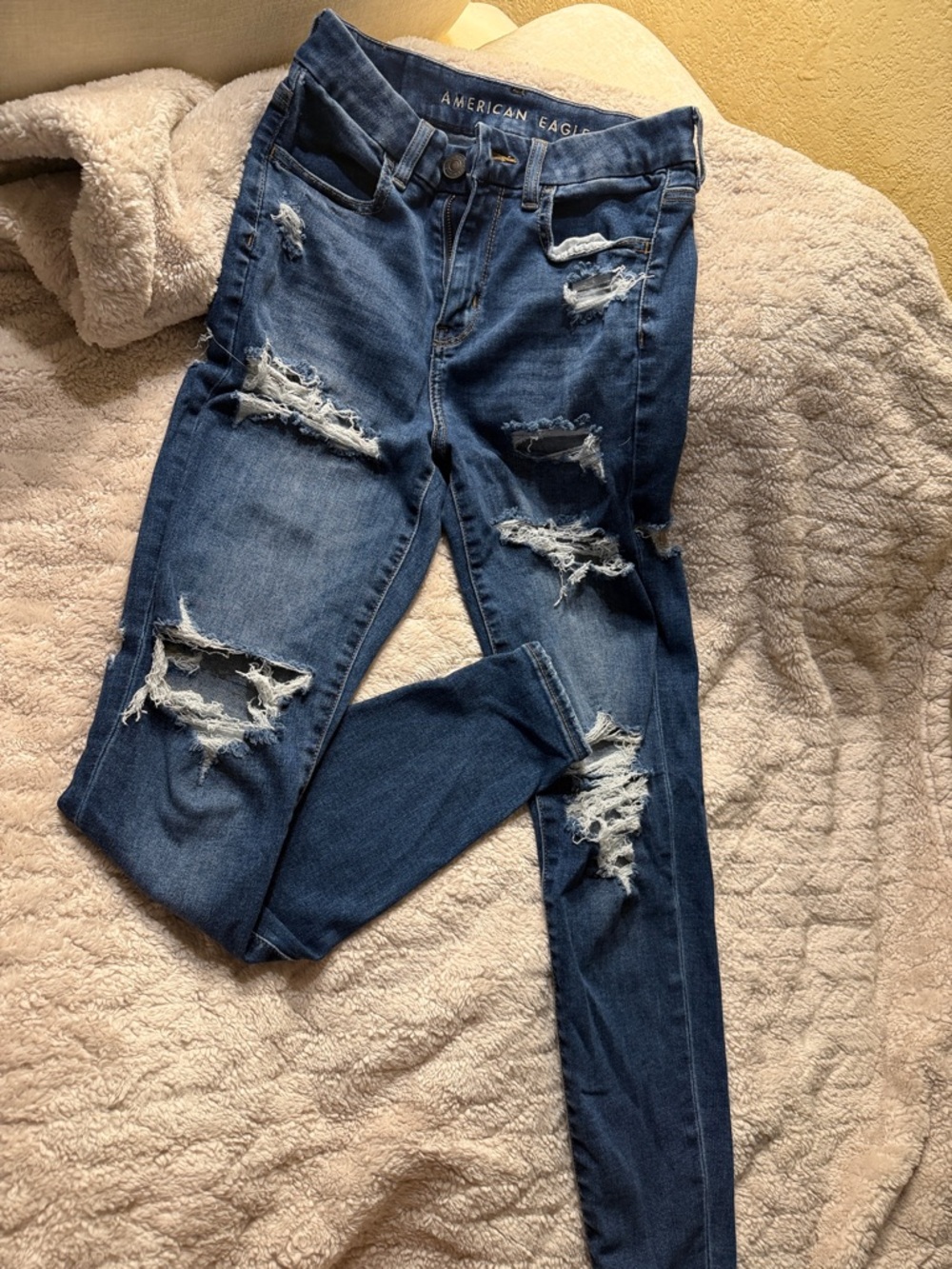 American Eagle Outfitters Women's Ripped Skinny Jeans - Blue